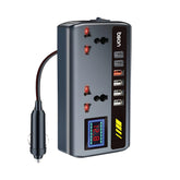 Bson Voltra 200W Power Inverter, 2 AC Sockets, 1 Cigarette Lighter Port, 4 USB Ports, 2 Type-C Ports with Digital Display