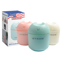 Byson Compact Multi-Color Humidifier – Large Fog Volume, Silent Operation, Colorful Mood Lights, Dry-Burn Protection