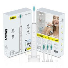 Bson Wireless Sonic Toothbrush With 60-Day Battery Life, 10X Better Whitening, Wireless Charging, 34,000–40,000 SPM & IPX7 Waterproof