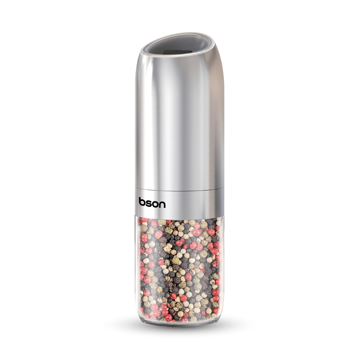 BSON Gravity Spice Grinder, 25W High-Power Electric Spice Grinder with Built-in LED Light, 176ml Capacity, One-Handed Operation, Stainless Steel Body, Flip-to-Work Design for Pepper, Salt, Chili & Spices