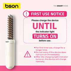 Bson 2-in-1 Hair Comb – Cordless Hair Straightener & Curler with 3 Heat Settings, 200 Million Negative Ions, Light Weight Design, LONG ENDURING with Protective Lid