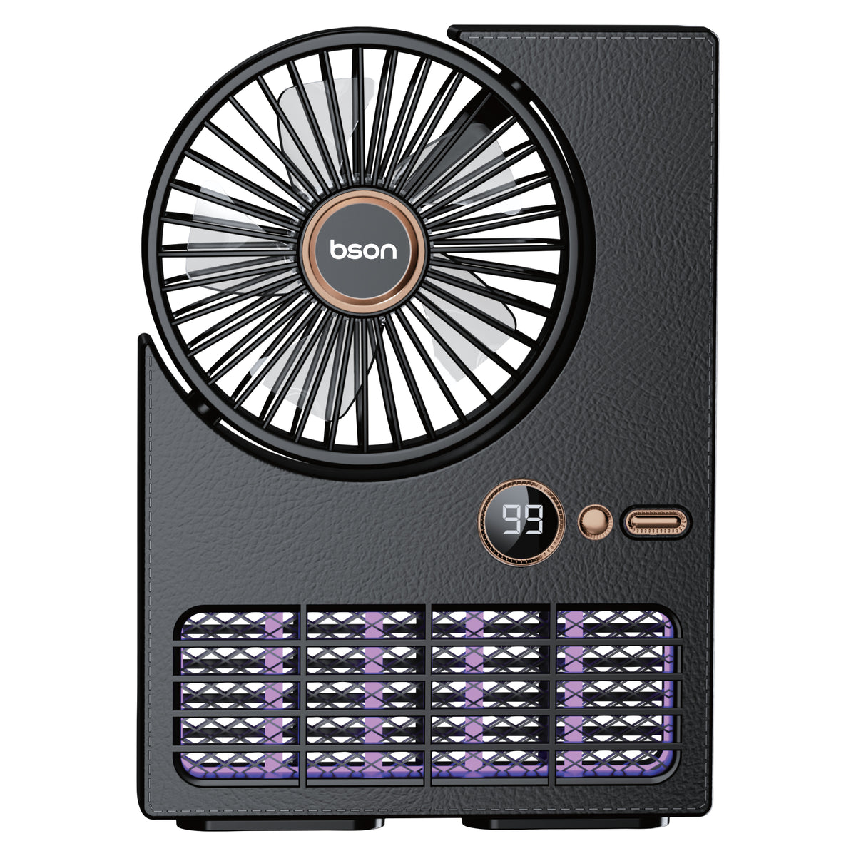 Bson 2-in-1 Zapper Fan with 2000V Electric Mosquito Killer, UV Lamp, 5-Speed Wind Modes, LED Display, Large Battery, Silent Operation, Portable Rechargeable Fan for Indoor & Outdoor Use