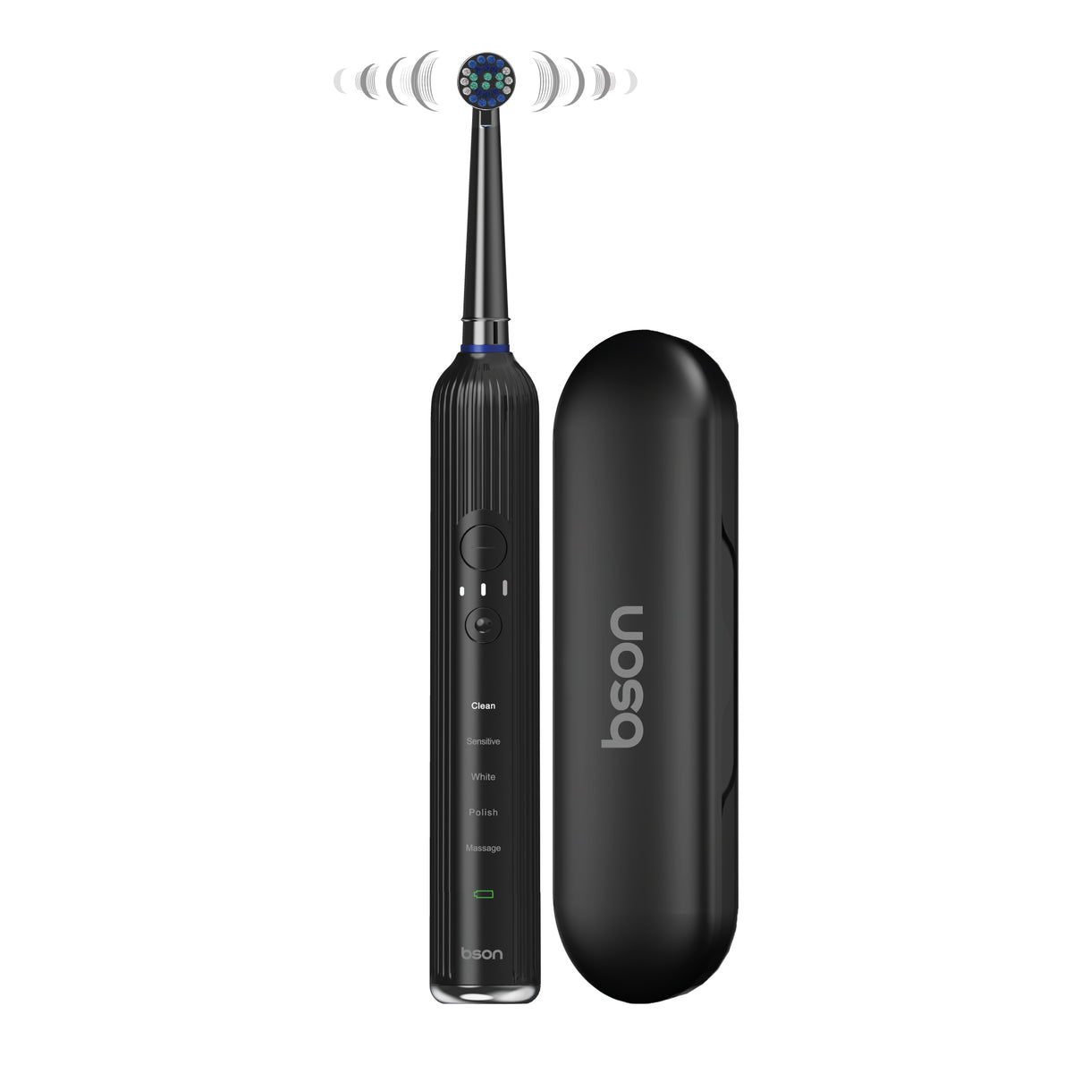 BSON Super Oscillating Toothbrush, Ultra Whitening Toothbrush with 15 Modes, 50 Days Long Usage Period, with 5 Cleaning Modes, 3 Intensity Modes, Travel Case with 3 Brush Heads, IPX7 Waterproof, & Type-C Charging.