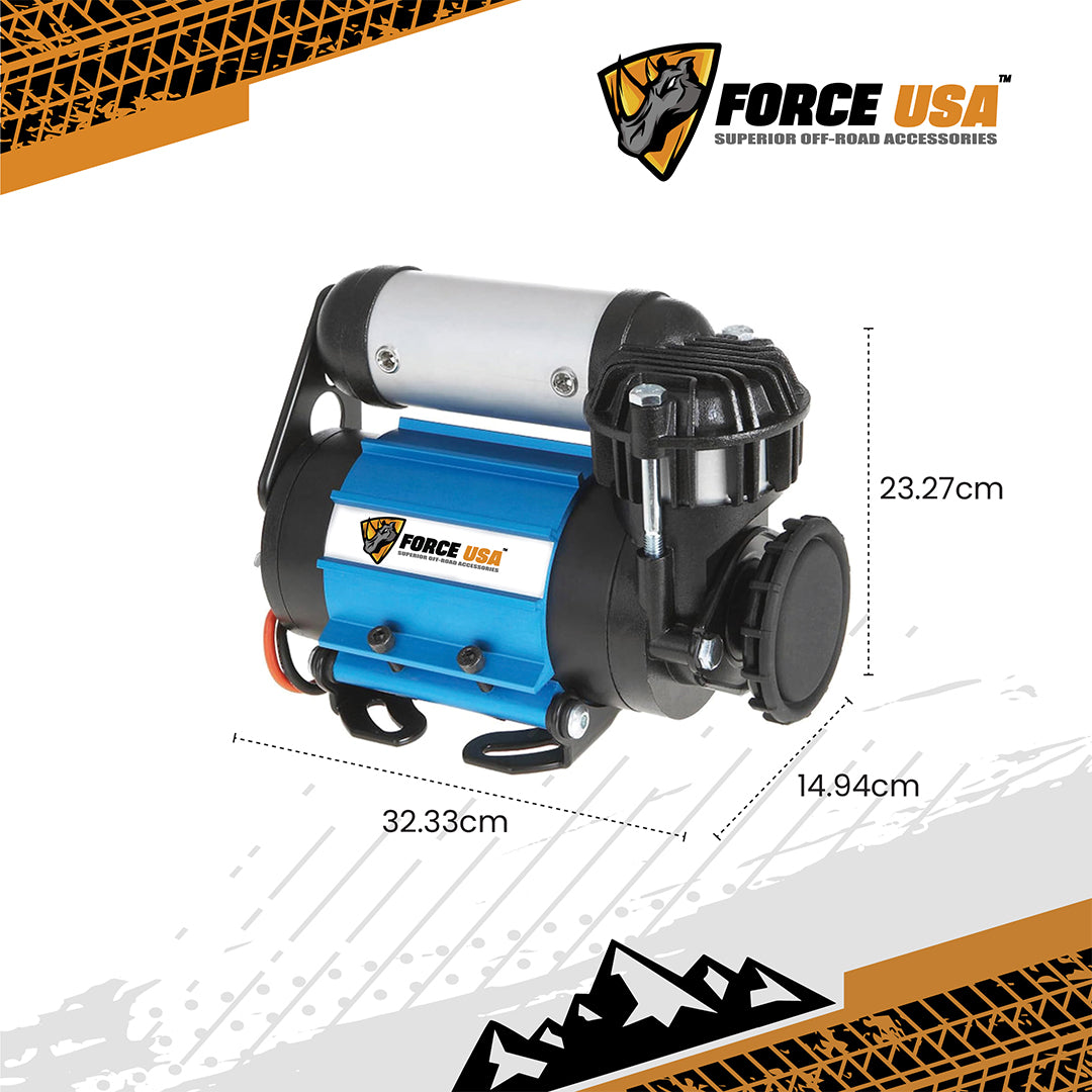 Force USA High Performance Air Compressor, Heavy-Duty 12V Compressor for Tire Inflation and Air Locker Activation