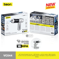 180° Twister Portable Vacuum - 180° Rotation, 3 Suction Modes, 18KPa Powerful Suction, 0.2L Dust Container, Brushless Motor, LED Display, Long-Lasting 6000mAh Battery