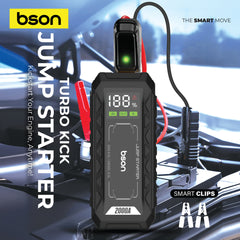 Bson Turbo Kick Jump Starter – 16000mAh, QDSP Quick Start, Up to 8L Gas/Diesel Engines, 3-Mode Dual Brightness LED Light, Power Bank Function