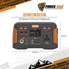 Force USA Portable power station 300W Pure Sine Wave With Multiple Output Ports, LED Display & Solar Charging Features for  camping and outdoor activities