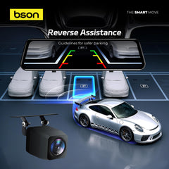 BSON 4K Vision Smart Mirror Smart 10-inch IPS touch mirror with front, rear recording, blind spot detection, and ADAS support for safer, smarter driving.