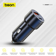 48W Fast Car Charger – 4X Fast Charging with Dual USB Ports (USB-A & USB-C), QC3.0 100W MAX + PD 25W, Smart Safety Protections Included