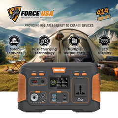 Force USA Portable power station 300W Pure Sine Wave With Multiple Output Ports, LED Display & Solar Charging Features for  camping and outdoor activities