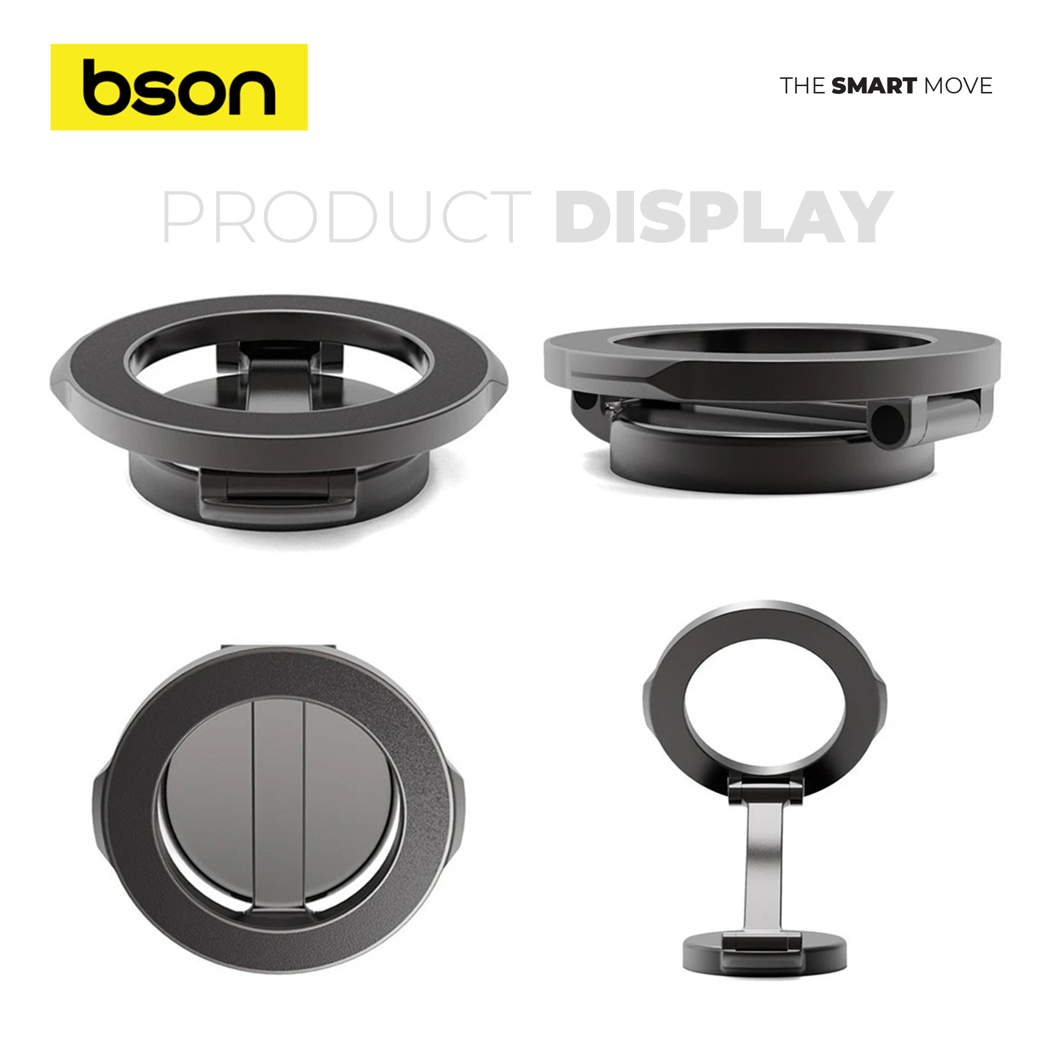 Bson Foldable Phone Holder – Ultimate Suction Mount with Strong MagSafe Magnetic Grip, 1080° Rotation, One-Hand Operation & Foldable Design for Flexible Viewing