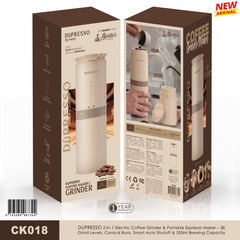 DùPRESSO by Bson Superbo 2-in-1 Coffee Grinder & Maker – 38 Grind Levels, 350ml