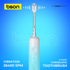AI Smart Gyroscopic Toothbrush – 12x Whitening, 4 Cleaning Modes, 40° Vibro- sonic, Gyroscopic Function, Wake-Up Call, Travel Lock & Case, Long Battery, 26,400 SPM, IPX7 Waterproof