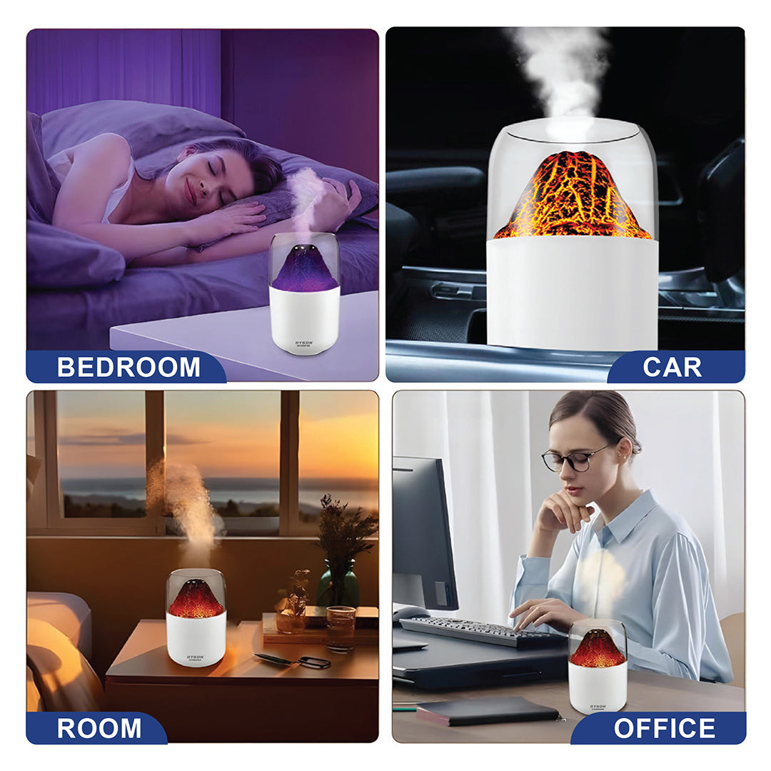 BYSON Volcano Humidifier, Volcano Mist Effect with LED Ambient Lighting, Stylish & Soothing Air Moisturizer for Home or Office