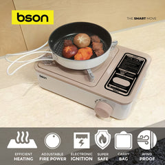 Bson Ceramica Portable Stove – 2800W Fire Power, Smokeless Ceramic Technology, Adjustable Heating, Electronic Ignition, Windproof, Super Safe with Carry Bag
