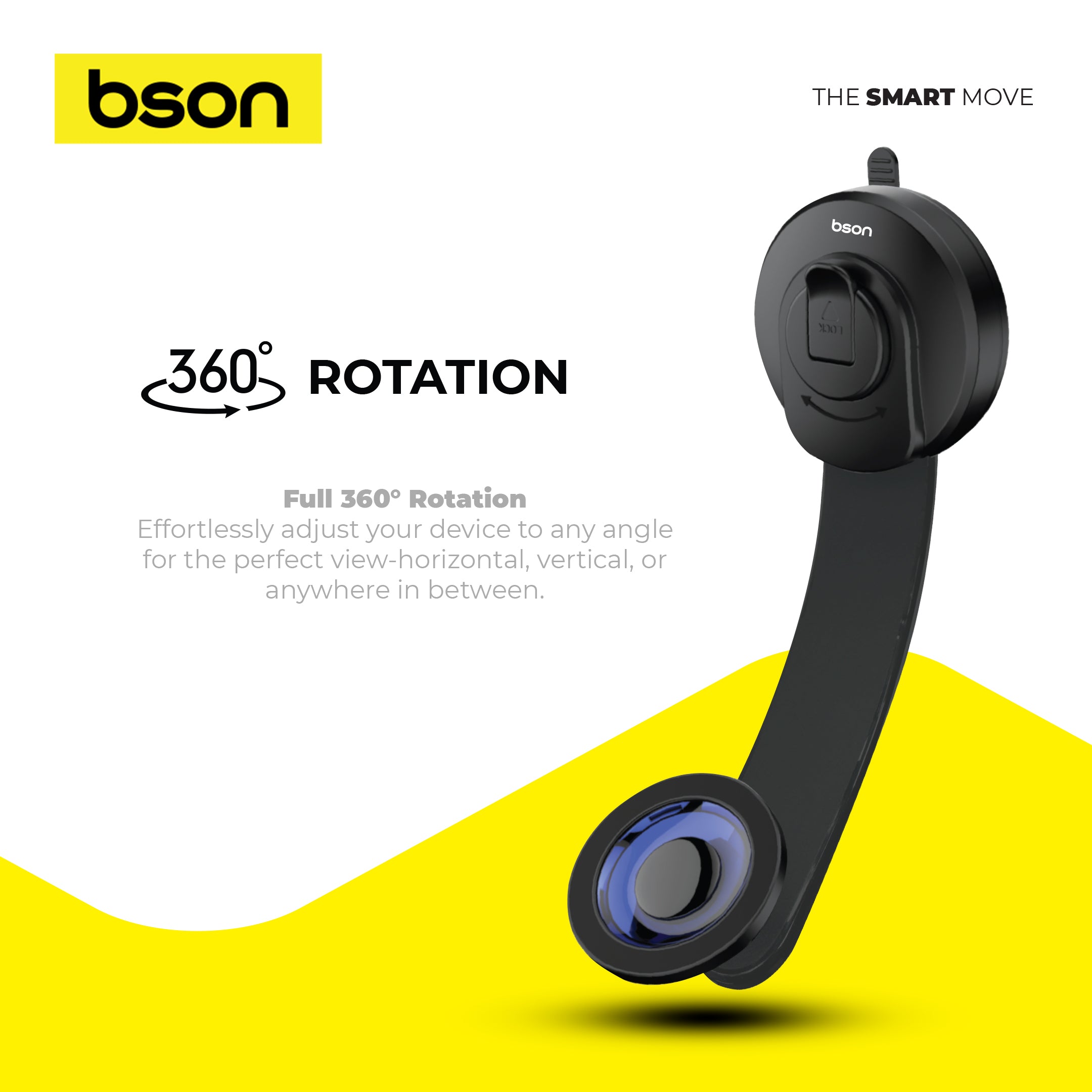 Bson Ultimate Suction Phone Holder – Strong MagSafe Magnetic Mount, 360° Rotation, One-Hand Operation, USB-A to Type-C Cable, Powerful Suction, Universal Smartphone Compatibility