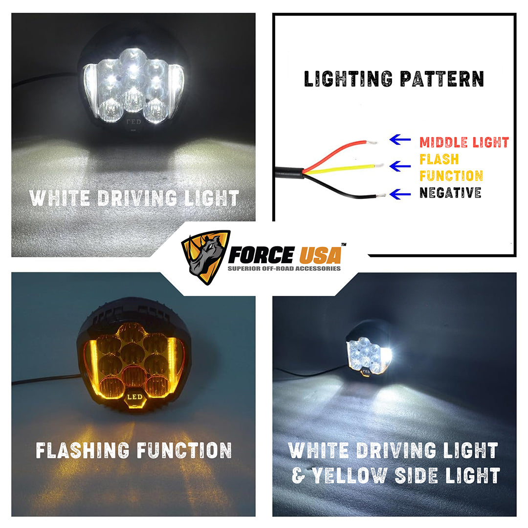 Force USA Round Camping Light for Vehicles-Dual-Color White/Yellow LED, Waterproof, Ideal for Off-Roading, Car Camping, Overlanding & Emergency Use