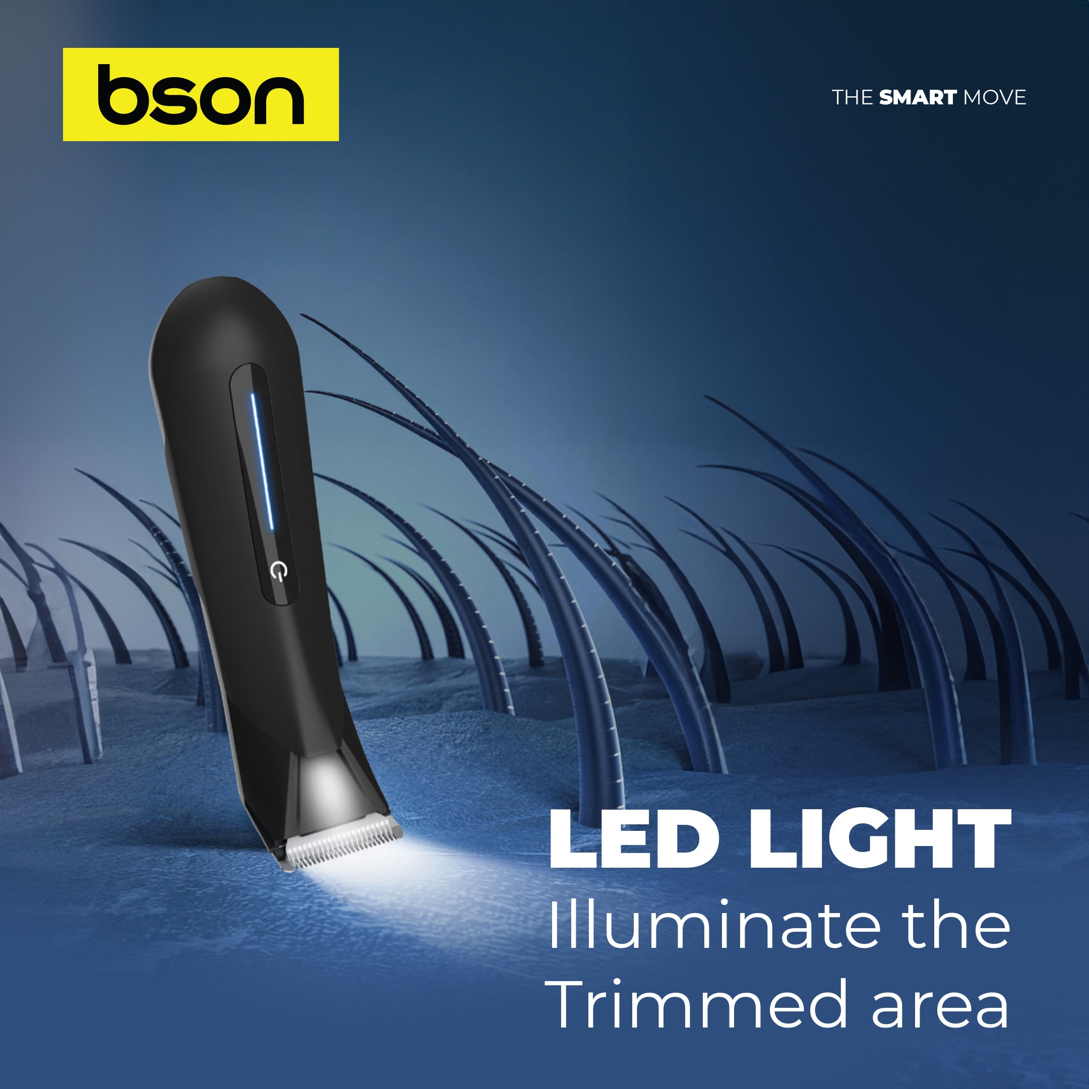 Bson Sensitive Body Pro Trimmer – Skin Secure Design, IPX7 Waterproof, LED Light, 6 Clipper Sizes, Travel Lock, 2H Fast Charging