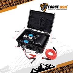 Force USA Powerful Air Compressor with Built-In Air Tank, High Capacity 12V Air System for Tire Inflation, Air Tools, and Off-Road Applications