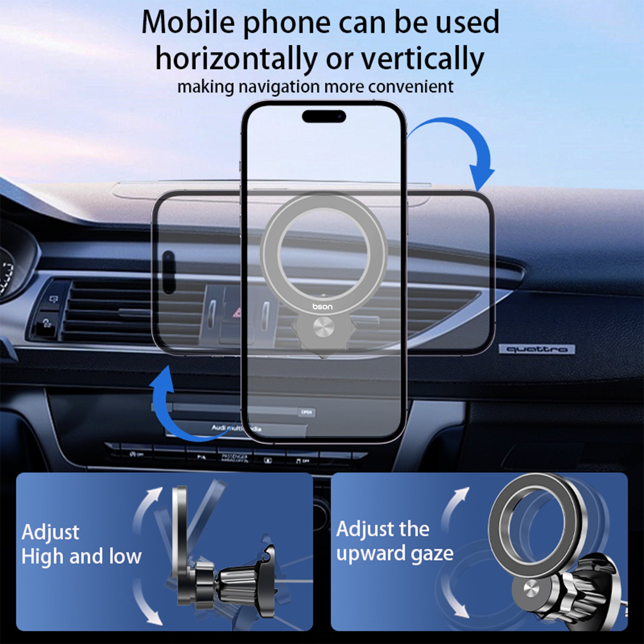 Bson VentPro MagSafe Phone Holder, Strong Magnetic Holder & Car Mount, with 360° Rotation, Magnetic Phone Holder for Car, Mobile Holder for Iphone 16 15 Pro Max, Plus 14 13 12 MagSafe Cases