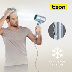 Bson Blowster Hair Dryer, 1800W Professional Hair Dryer, with LCD Display, Overheat Protection, Smart Cool Shot Button, & 1 Nozzle Accessory, with 2 Blowing Speeds & 3 Heat Settings, 1.8M Thick Wire, for Women Men Home Travel & Salon