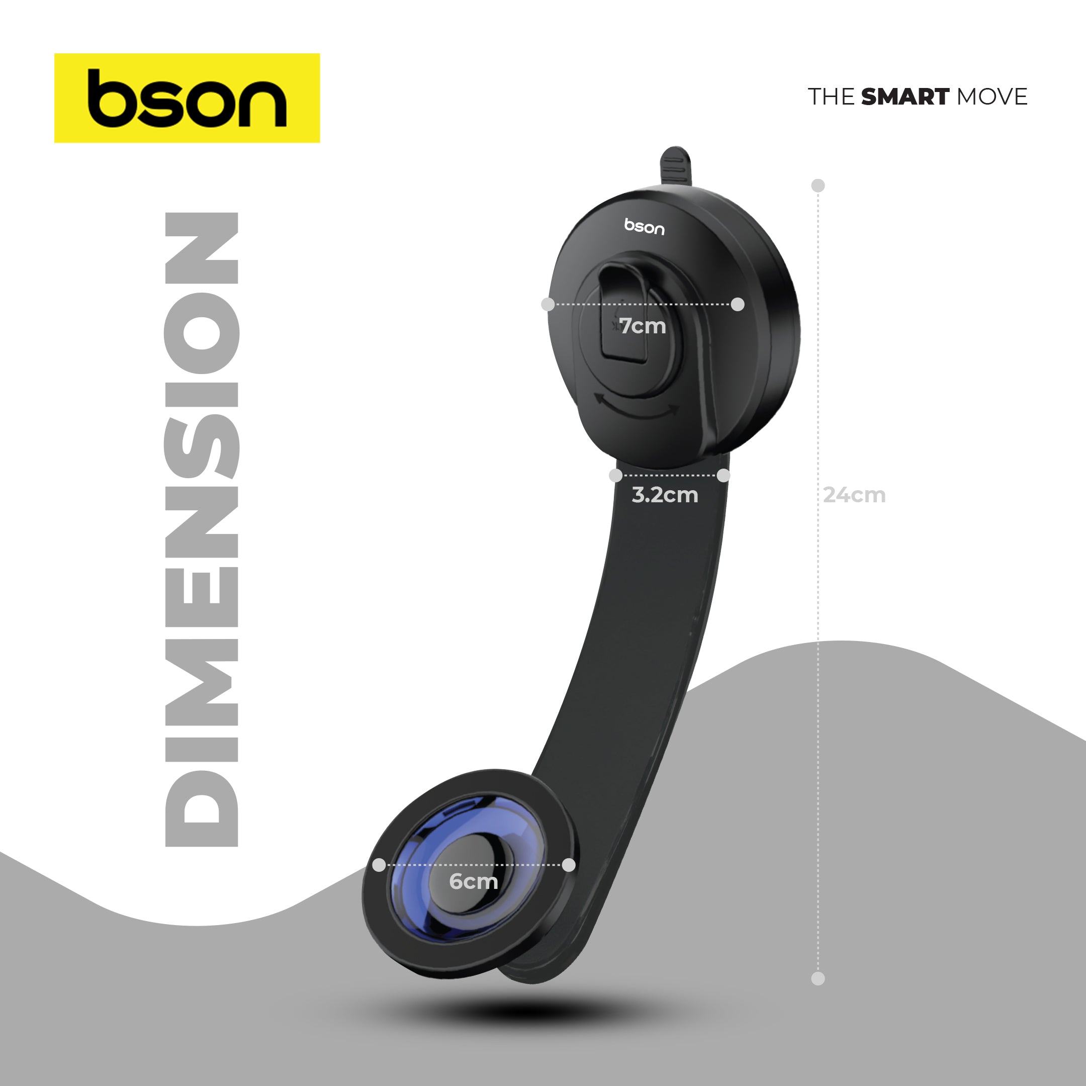 Bson Ultimate Suction Phone Holder – Strong MagSafe Magnetic Mount, 360° Rotation, One-Hand Operation, USB-A to Type-C Cable, Powerful Suction, Universal Smartphone Compatibility