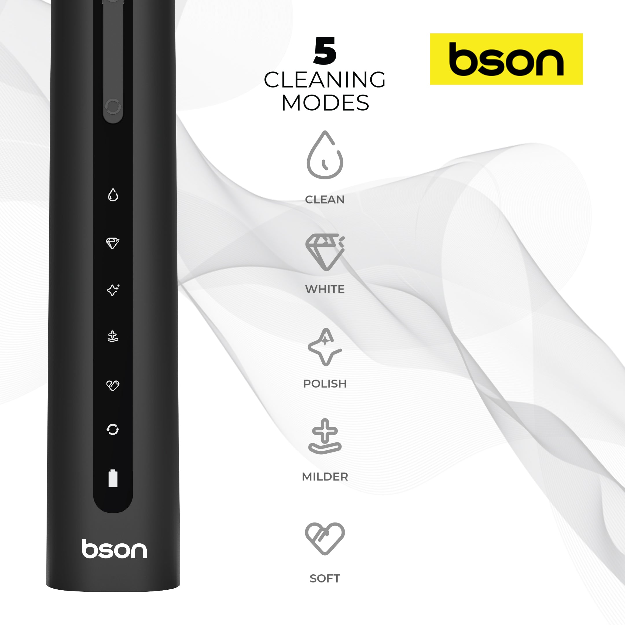 Bson Super Sonic Toothbrush, 9X Better Whitening, 30-Day Battery Life, 34,000–40,000 SPM, IPX7 Waterproof, Advanced Sonic Technology