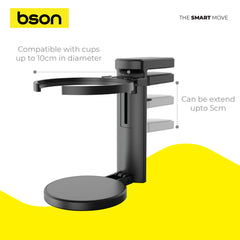 BSON Multi-Use Cup Holder – Universal Fit with Strong Clip, Adjustable Hook Length, Non-Slip Silicone Pad, Compatible with All Cup Types
