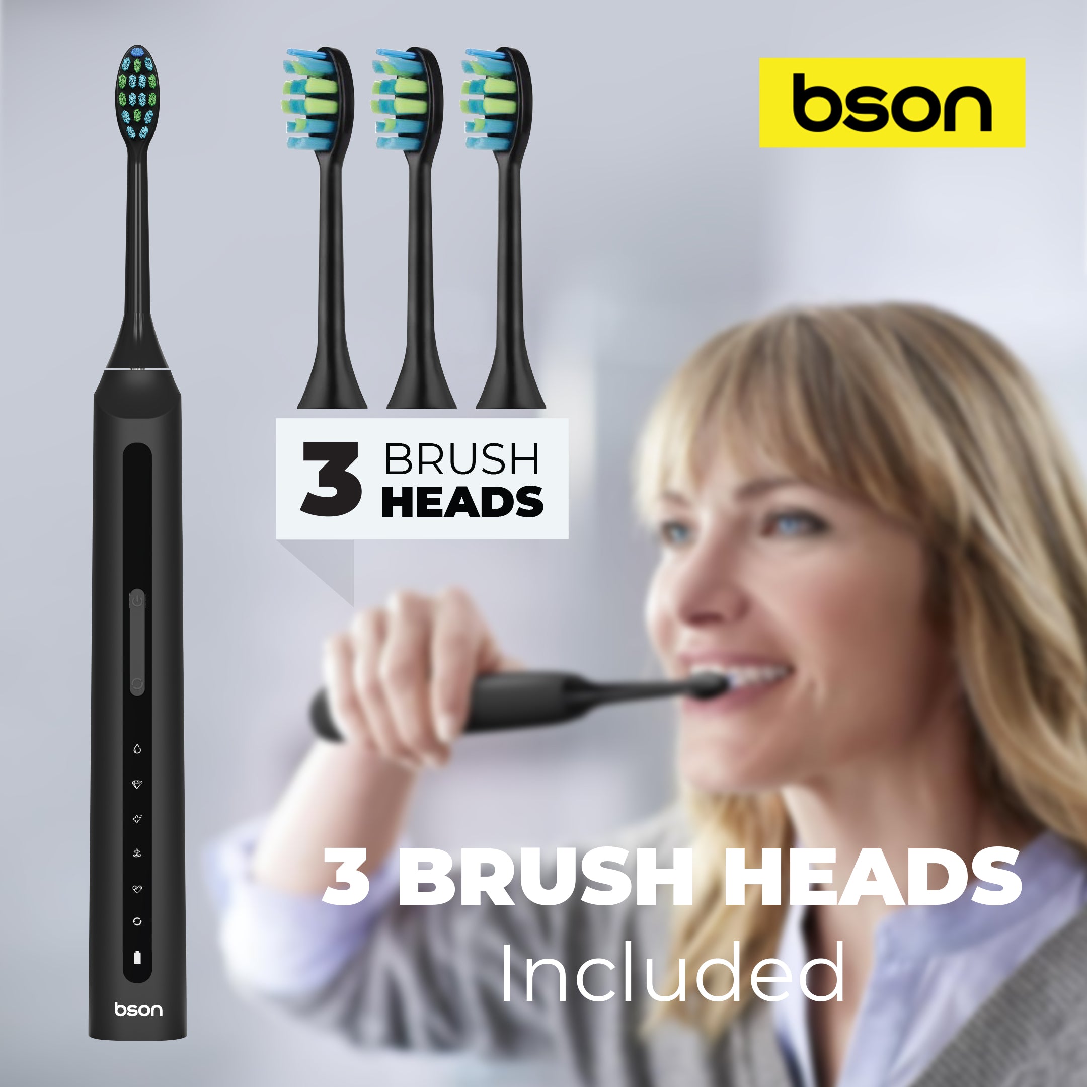 Bson Super Sonic Toothbrush, 9X Better Whitening, 30-Day Battery Life, 34,000–40,000 SPM, IPX7 Waterproof, Advanced Sonic Technology