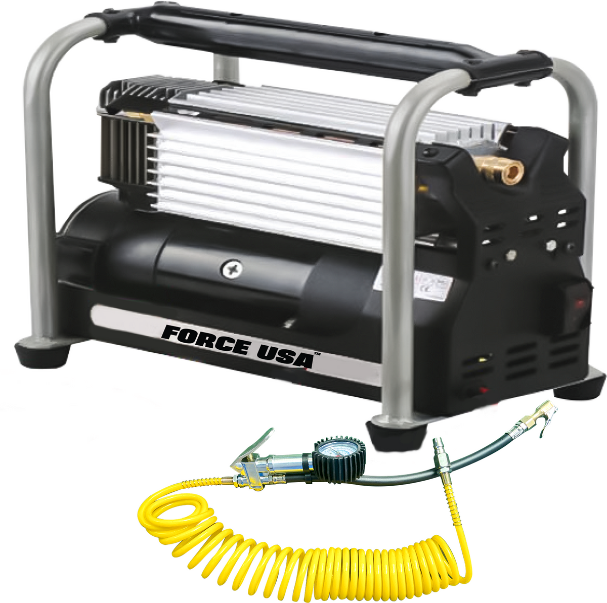 FORCE USA High Power AIR COMPRESSOR 260L/MIN with 6M Hose and Tire Guage