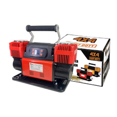 FORCE USA Digital Heavy Duty Double Cylinder Air Compressor – Red | High Power Output, Digital Display, Portable Design, Safety Features – Ideal for Off-Road, Car, and Outdoor Use