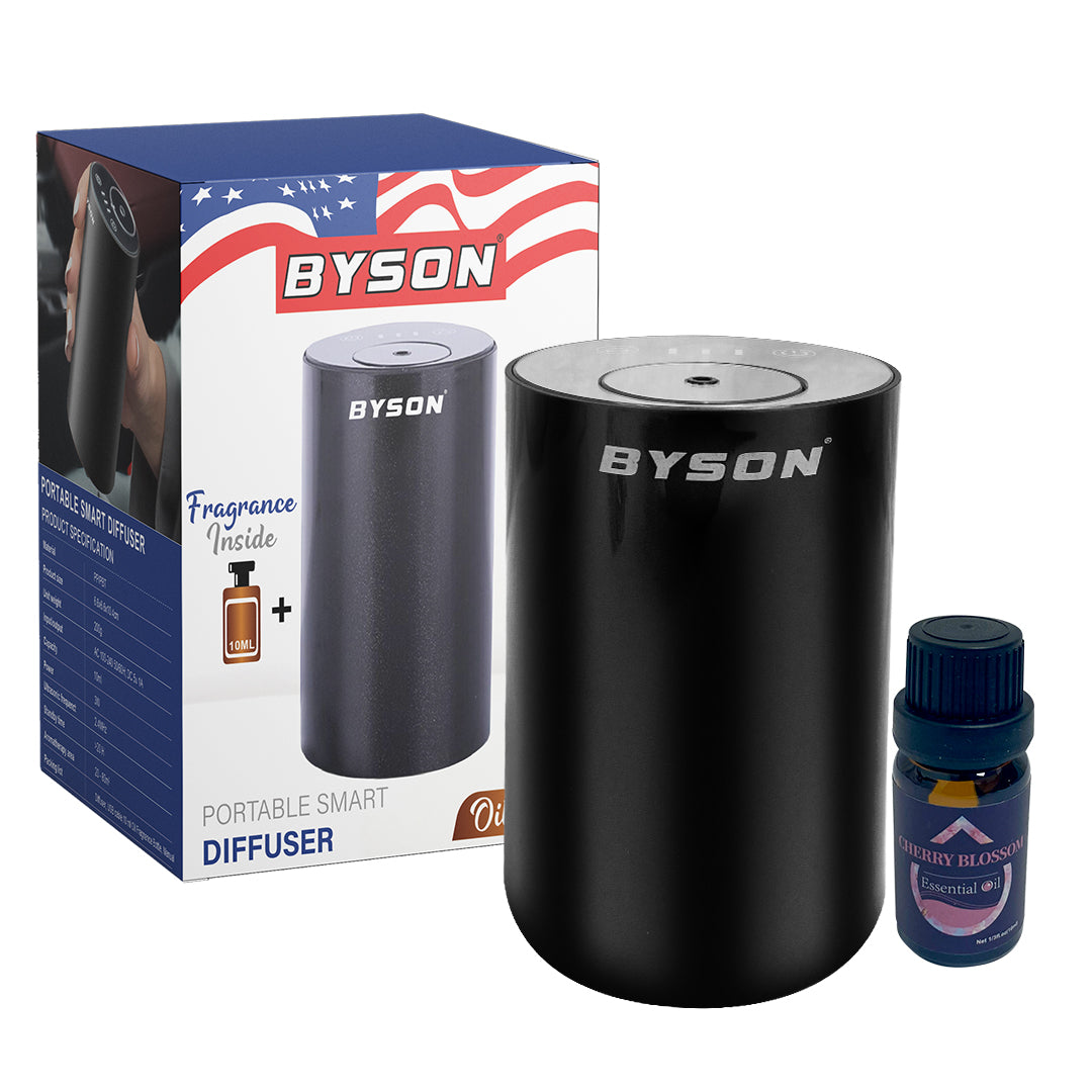 Byson Aroma Diffuser with Essential Oils – 6 Fragrance Options: Cherry Blossom, Chamomile, Gardenia, Lavender, Rose Flower, Ylang Ylang