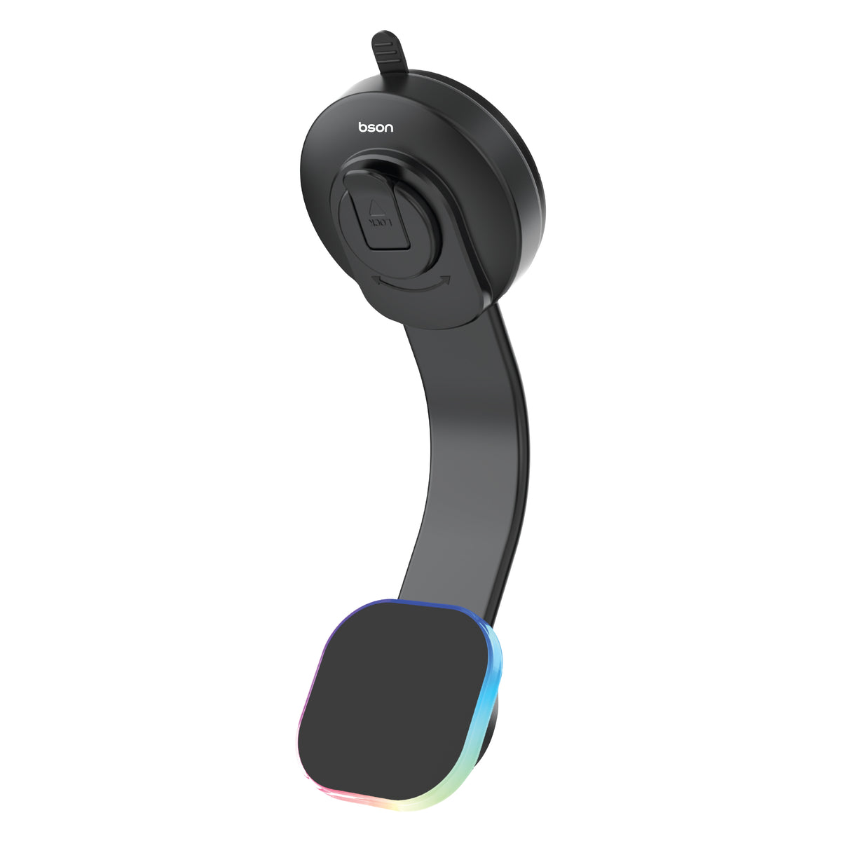 Bson Wireless LED Phone Holder – 15W Fast Wireless Charging, MagSafe Compatible, 360° Rotation, Strong Suction, One-Hand Operation, USB-A to Type-C Cable Included