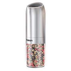 BSON Gravity Spice Grinder, 25W High-Power Electric Spice Grinder with Built-in LED Light, 176ml Capacity, One-Handed Operation, Stainless Steel Body, Flip-to-Work Design for Pepper, Salt, Chili & Spices