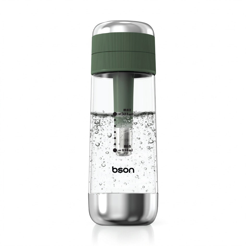 BSON Fizzy Lab Soda Maker with Built-in Filter | 375ml BPA-Free Bottle | No Electricity Required | Compatible with 8g CO₂ Cartridges