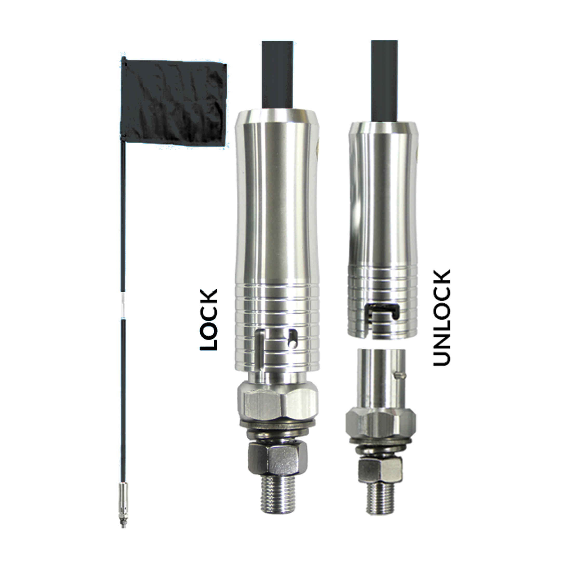 Force USA Offroad Flag Pole ,Center Split Lock Type , Quick Release -9 Feet