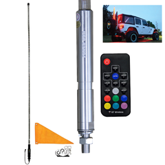 FORCE USA DYNAMIC LED Whip Lights w/Flag [Wireless Remote] [Weatherproof] Lighted Antenna Whips