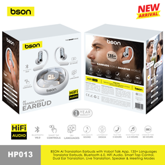 BSON AI Translation Earbuds – 135+ Languages, Bluetooth 6.0, HiFi Audio, Smart Tap Control