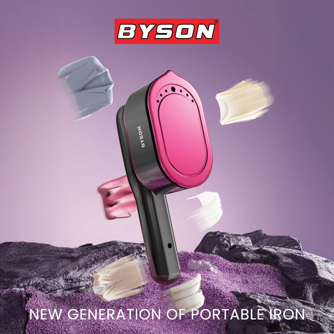 Byson Portable Iron- 5 Fabric Modes, 3-Second Quick Heat, Dual-Sided Heat Conduction, Compact Travel Iron for All Fabric Types