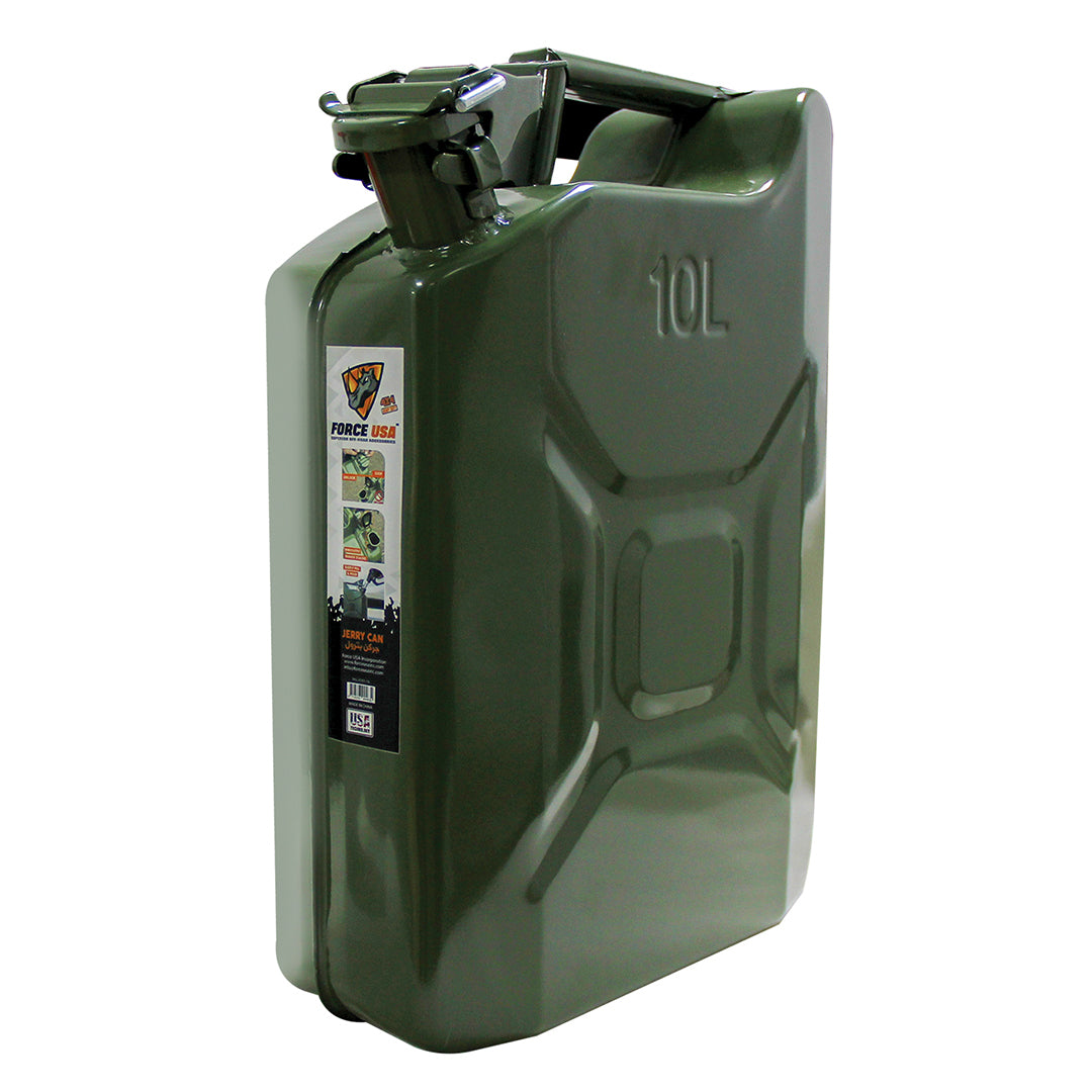 Force USA Steel Jerry Can, 5L / 10L / 20L Fuel Container, Heavy-Duty Leak-Proof Gas Can with Secure Cap, Ergonomic Handle & Powder-Coated Finish, Corrosion-Resistant Steel for Outdoor & Emergency Use