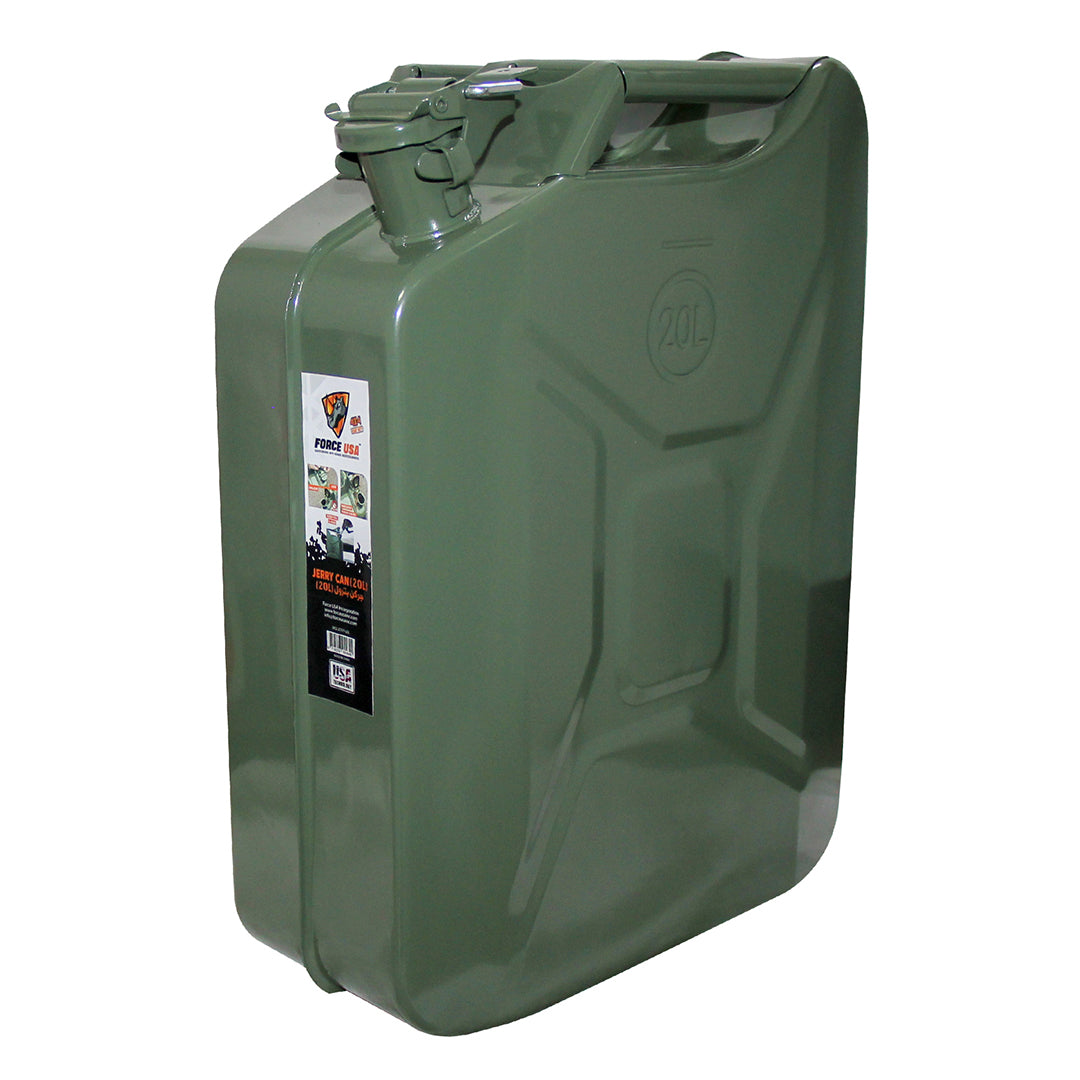 Force USA Steel Jerry Can, 5L / 10L / 20L Fuel Container, Heavy-Duty Leak-Proof Gas Can with Secure Cap, Ergonomic Handle & Powder-Coated Finish, Corrosion-Resistant Steel for Outdoor & Emergency Use