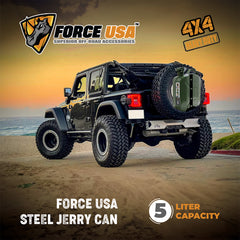 Force USA Steel Jerry Can, 5L / 10L / 20L Fuel Container, Heavy-Duty Leak-Proof Gas Can with Secure Cap, Ergonomic Handle & Powder-Coated Finish, Corrosion-Resistant Steel for Outdoor & Emergency Use