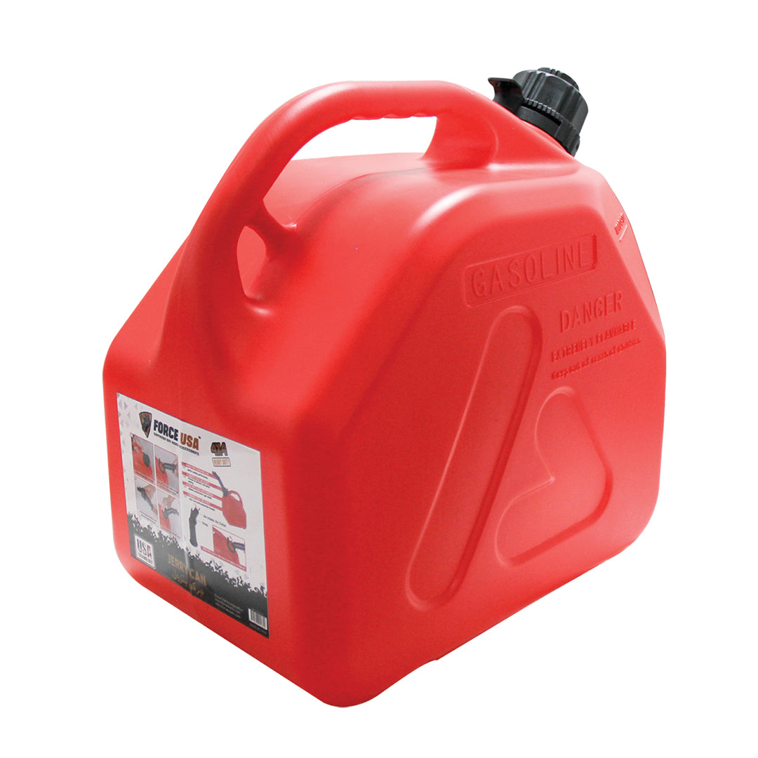 Force USA Plastic Jerry Can- 5L / 10L / 20L High-Density Fuel Container, Leak-Proof HDPE with Secure Cap & Ergonomic Handle, Lightweight & Weather-Resistant Fuel Storage for Outdoor & Emergency Use