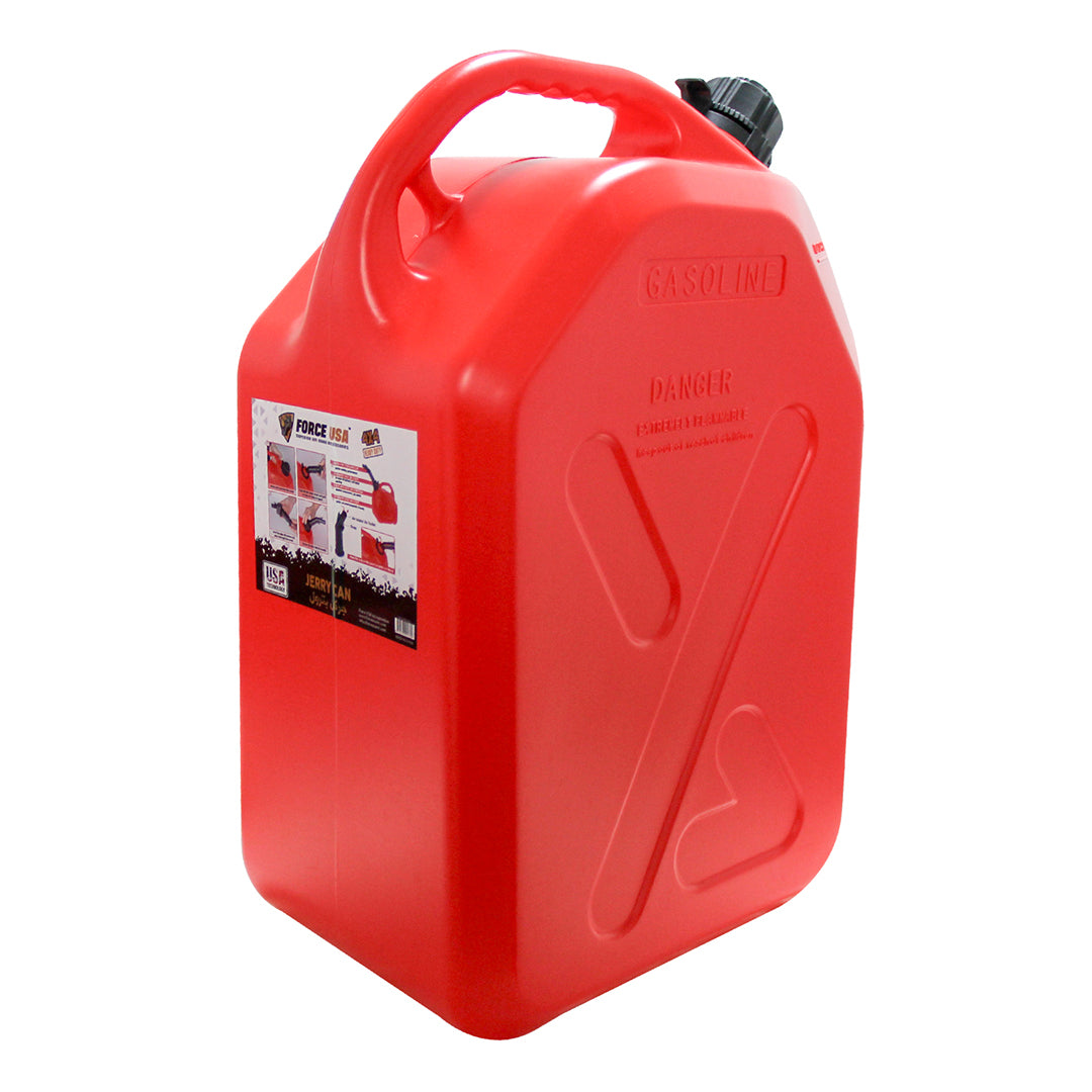 Force USA Plastic Jerry Can- 5L / 10L / 20L High-Density Fuel Container, Leak-Proof HDPE with Secure Cap & Ergonomic Handle, Lightweight & Weather-Resistant Fuel Storage for Outdoor & Emergency Use