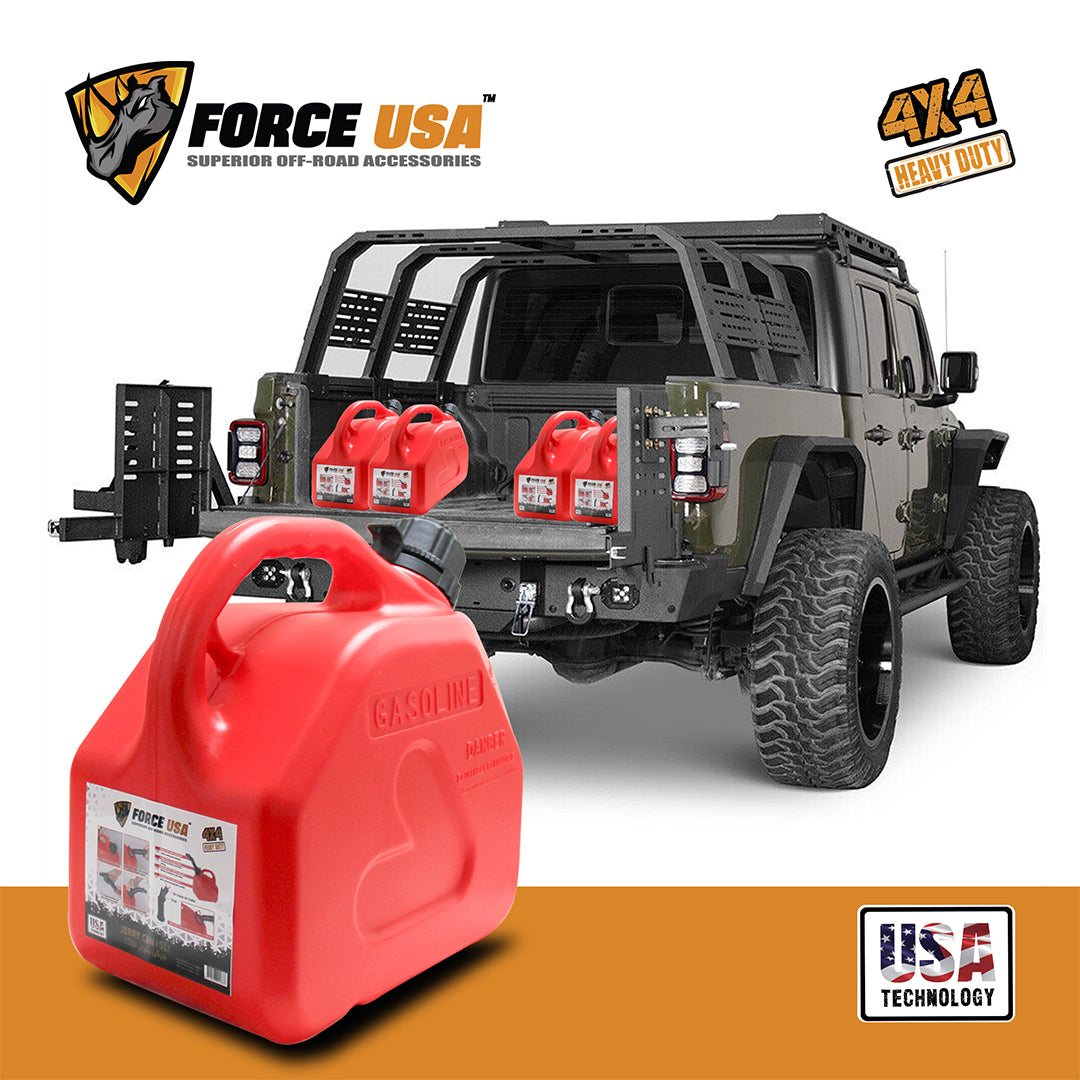 Force USA Plastic Jerry Can- 5L / 10L / 20L High-Density Fuel Container, Leak-Proof HDPE with Secure Cap & Ergonomic Handle, Lightweight & Weather-Resistant Fuel Storage for Outdoor & Emergency Use