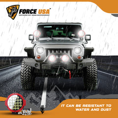 Force USA 7-Inch White Round Work Light, High-Intensity LED Off-Road Lamp, Powerful Illumination for Trucks, SUVs, 4x4s & Heavy-Duty Vehicles