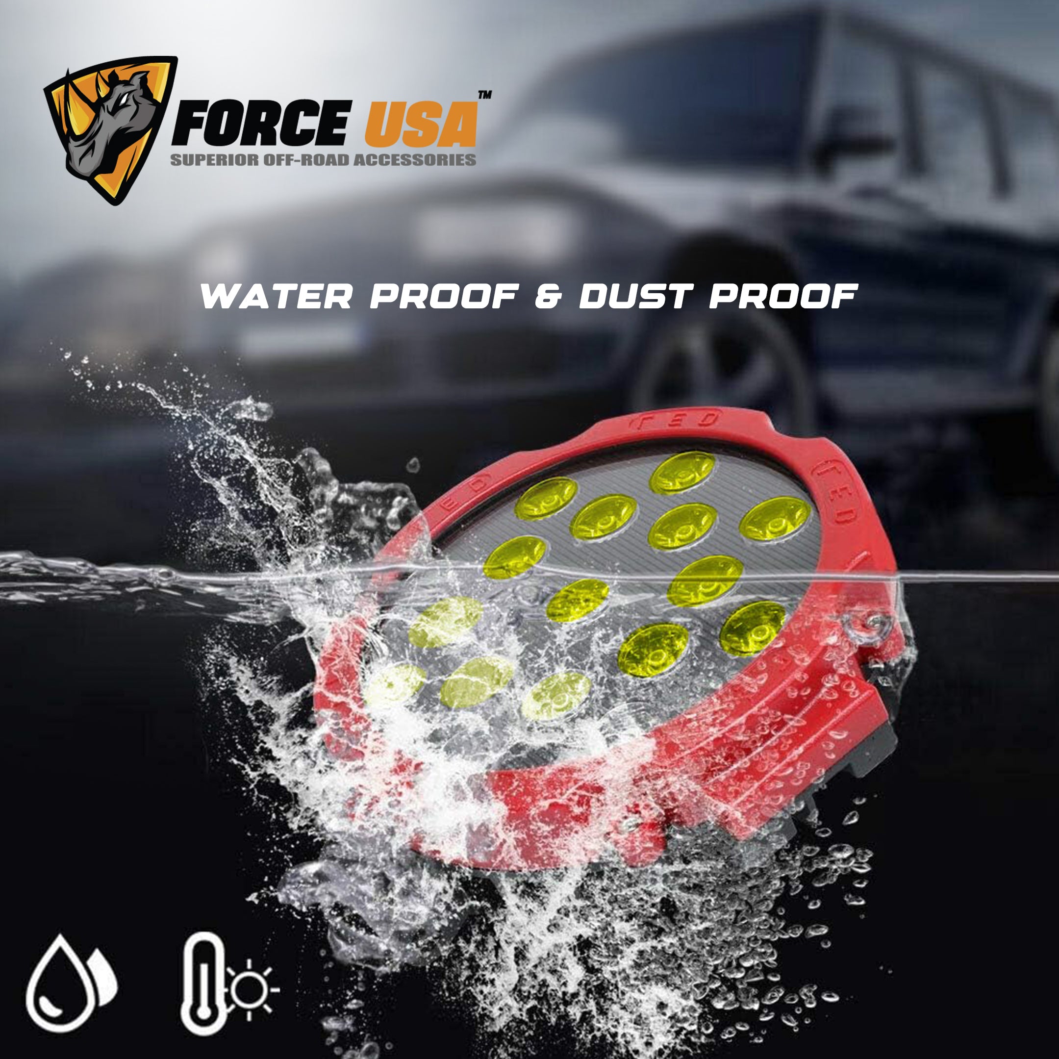 Force USA 7-Inch White Round Work Light, High-Intensity LED Off-Road Lamp, Powerful Illumination for Trucks, SUVs, 4x4s & Heavy-Duty Vehicles