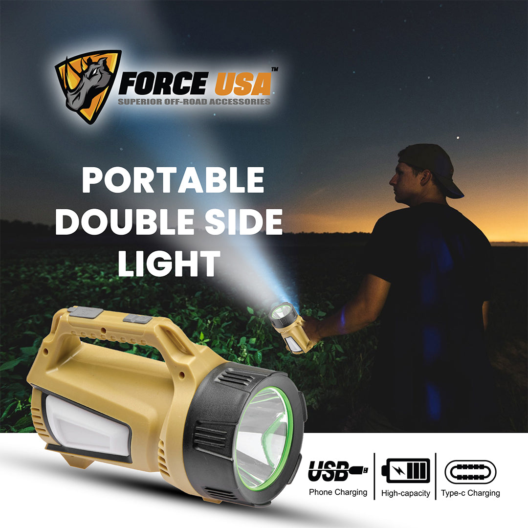 Solar Handheld Torch, Rechargeable LED Camping Lantern Lights With Power Bank Facility, Super Bright LED Searchlight, Lightweight Waterproof Portable Spotlight Work Lights for Fishing Outdoor Camping Emergencies