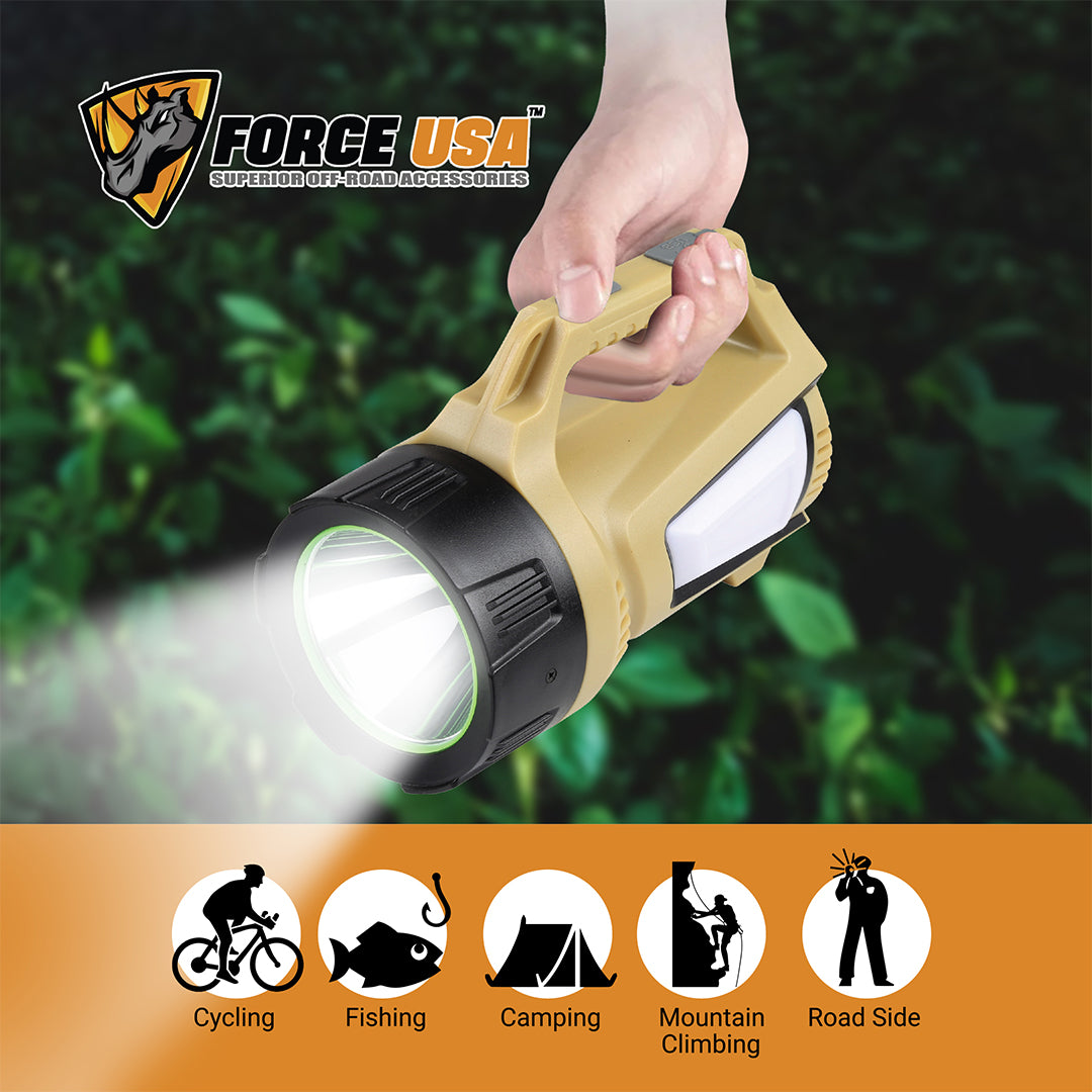 Solar Handheld Torch, Rechargeable LED Camping Lantern Lights With Power Bank Facility, Super Bright LED Searchlight, Lightweight Waterproof Portable Spotlight Work Lights for Fishing Outdoor Camping Emergencies