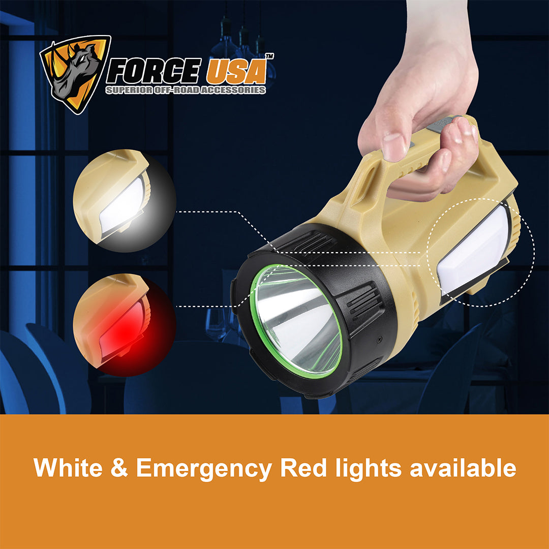 Solar Handheld Torch, Rechargeable LED Camping Lantern Lights With Power Bank Facility, Super Bright LED Searchlight, Lightweight Waterproof Portable Spotlight Work Lights for Fishing Outdoor Camping Emergencies